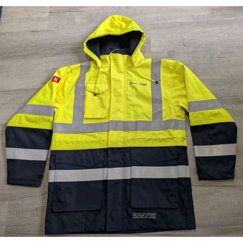 Kontra 9472 Parka High Viz Sz L Waterproof Workwear Jacket Safety Coat w/ Hood
